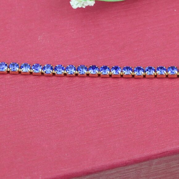 "Elegant Rose Gold Tennis Bracelet with Blue Stones, XPBL0832 - Picture 11 of 12